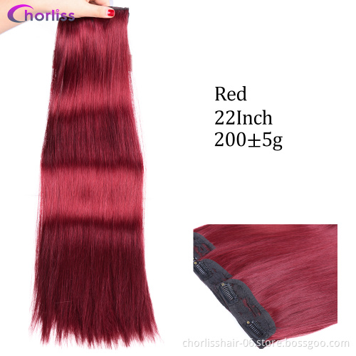 Silky Straight Pure Color Imitate Human Hair Clip In Hair Weaving Protein Chemical Fiber 11 Clips Synthetic Hair Extensions